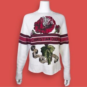 Christian Dior Cashmere & Wool Embroidered Floral Sweater Jumper - Size 34